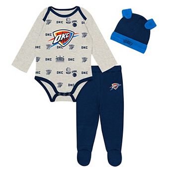 "Newborn & Infant Outerstuff Oklahoma City Thunder Pinch Post Bodysuit, Pants & Cuffed Knit Hat Set"