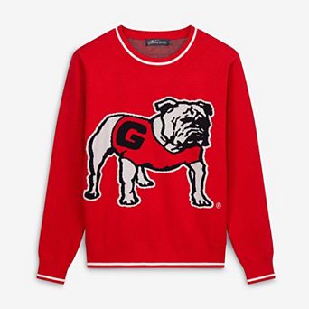 Women's Gameday Social Red Georgia Bulldogs Intarsia Mascot Sweater