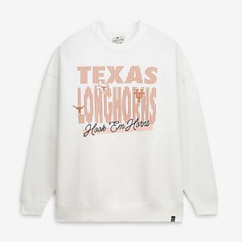 Women's Gameday Social White Texas Longhorns Striped Patch Sweatshirt