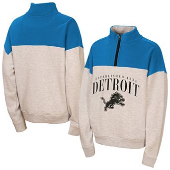 Girls Youth WEAR by Erin Andrews Heather Gray Detroit Lions Blitz Colorblock Half-Zip Sweatshirt