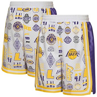 Youth Outerstuff White Los Angeles Lakers Ball Hog Dazzle Basketball Short
