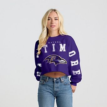 Women's Spirit Jersey Purple Baltimore Ravens Cropped Long Sleeve T-Shirt