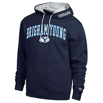 Men's Champion Navy BYU Cougars Arch Tackle Twill Hoodie