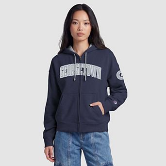 Women's Champion Navy Georgetown Hoyas Arch Full-Zip Fleece Hoodie