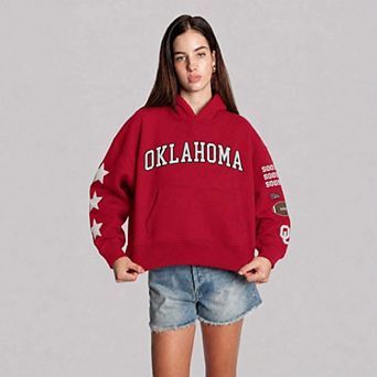 Women's Hype and Vice Crimson Oklahoma Sooners Cropped Spirit Hoodie
