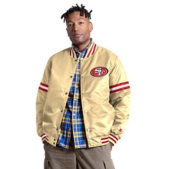 Men's Starter Gold San Francisco 49ers Courtside II Alternate Logo Varsity Full Snap Jacket