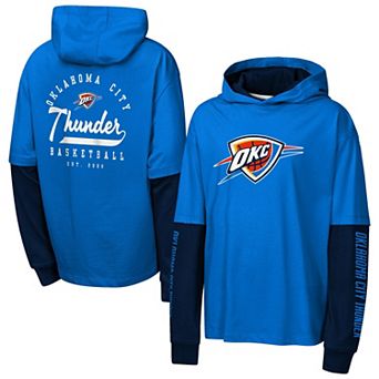 Youth Outerstuff Blue Oklahoma City Thunder Double Nickel Oversized Faux 2fer Hooded T-Shirt