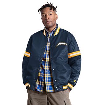 Men's Starter Navy Los Angeles Chargers Courtside II Alternate Logo Varsity Full Snap Jacket