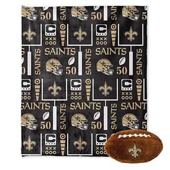 "Pegasus New Orleans Saints 50"" x 60"" Blackout Team Spirit Ultra Soft Throw & Plush Football Combo Pack"