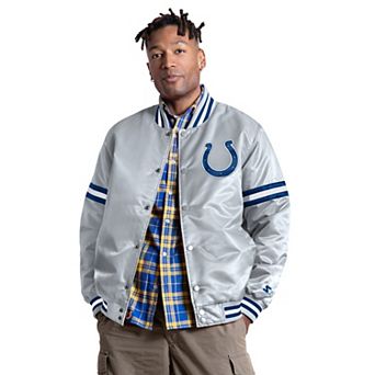 Men's Starter Gray Indianapolis Colts Courtside II Alternate Logo Varsity Full Snap Jacket