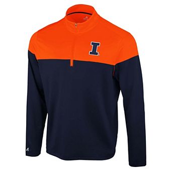 Men's Antigua Navy Illinois Fighting Illini Hinder Colorblock Quarter-Zip Pullover