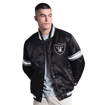 Men's Starter Black Las Vegas Raiders Courtside Varsity Full Snap Jacket