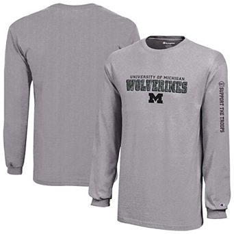 Youth Champion Heather Gray Michigan Wolverines Operation Hat Trick Long Sleeve T-Shirt