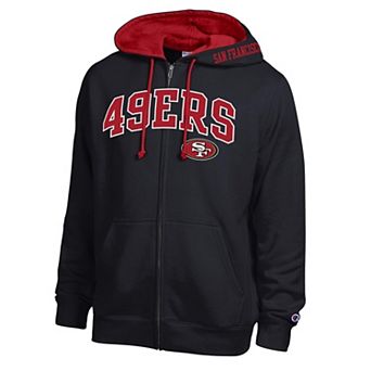 Men's Champion Black/Scarlet San Francisco 49ers Full-Zip Hoodie