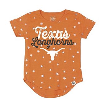 Girls Youth Wes & Willy Texas Orange Texas Longhorns Allover Shimmer Star T-Shirt