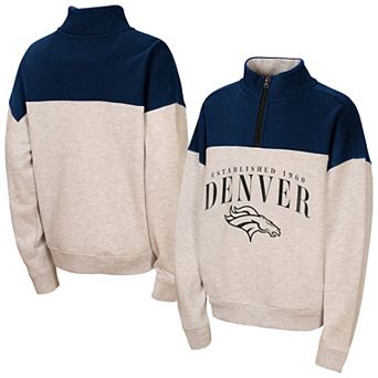 Girls Youth WEAR by Erin Andrews Heather Gray Denver Broncos Blitz Colorblock Half-Zip Sweatshirt