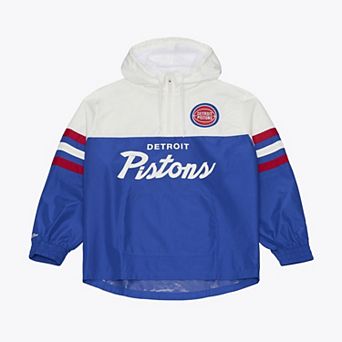 Men's Mitchell & Ness Blue Detroit Pistons Head Coach Lightweight Anorak Quarter-Zip Windbreaker