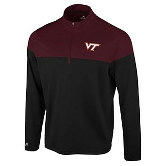 Men's Antigua Black Virginia Tech Hokies Hinder Colorblock Quarter-Zip Pullover