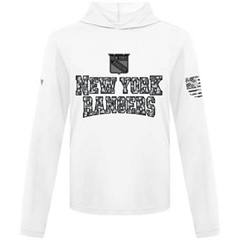 Men's Levelwear White New York Rangers Anthem Camo Long Sleeve Hooded T-Shirt