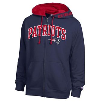Men's Champion Navy/Red New England Patriots Full-Zip Hoodie