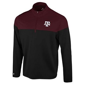 Men's Antigua Black Texas A&M Aggies Hinder Colorblock Quarter-Zip Pullover