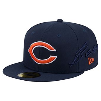 Men's New Era Navy Chicago Bears Side Script 59FIFTY Fitted Hat