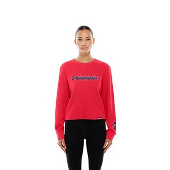 Women's New Era Red Philadelphia Phillies Fan Collection Micro Thermal Boxy Long Sleeve T-Shirt