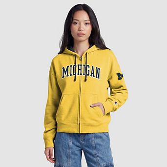 Women's Champion Gold Michigan Wolverines Arch Full-Zip Fleece Hoodie