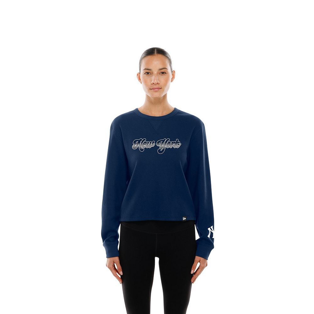 Women's New Era Navy New York Yankees Fan Collection Micro Thermal Boxy ...