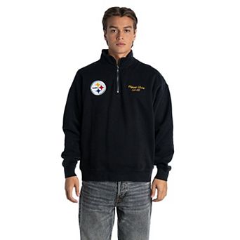 Unisex The Wild Collective Black Pittsburgh Steelers Boxy Quarter-Zip Fleece Pullover