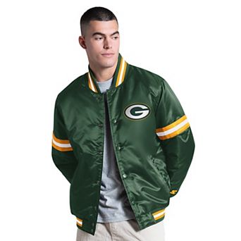 Men's Starter Green Green Bay Packers Courtside Varsity Full Snap Jacket