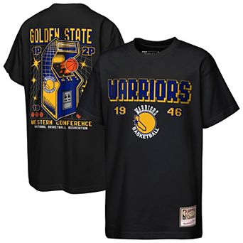 Youth Mitchell & Ness Black Golden State Warriors Retro Arcade T-Shirt