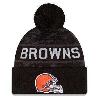 Men's New Era Black Cleveland Browns 2026 Salute To Service Cuffed Knit Hat with Pom