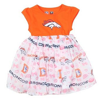 Girls Toddler Wes & Willy Orange Denver Broncos Princess Dress
