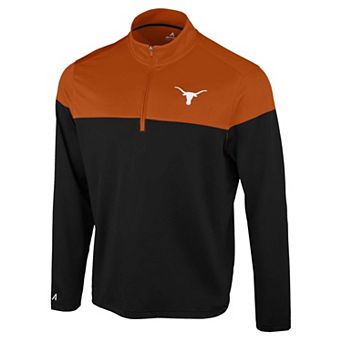 Men's Antigua Black Texas Longhorns Hinder Colorblock Quarter-Zip Pullover