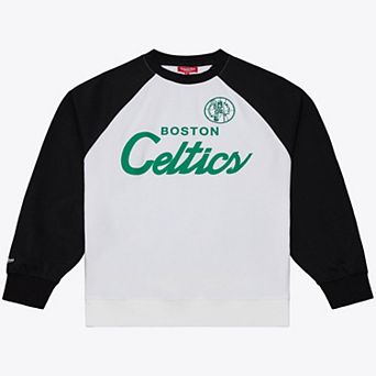 Women's Mitchell & Ness White/Black Boston Celtics Head Coach Lightweight Raglan Sweatshirt