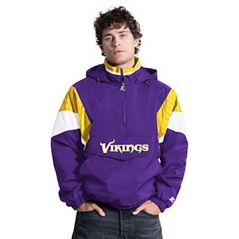 Men's Starter Purple Minnesota Vikings The Throwback Half-Zip Hooded Jacket
