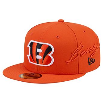 Men's New Era Orange Cincinnati Bengals Side Script 59FIFTY Fitted Hat