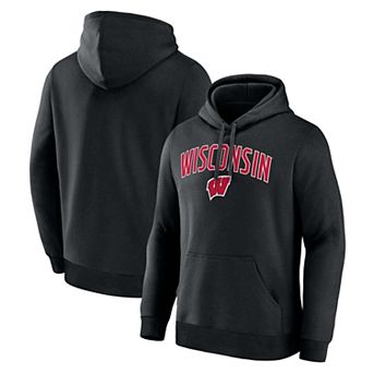 Men's Logo Athletic Black Wisconsin Badgers Primary Logo Fleece Pullover Hoodie