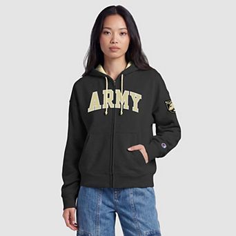 Women's Champion Black Army Black Knights Arch Full-Zip Fleece Hoodie
