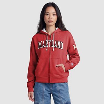 Women's Champion Red Maryland Terrapins Arch Full-Zip Fleece Hoodie