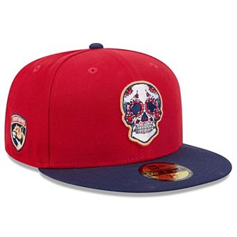Men's New Era Red/Navy Florida Panthers Dia De Los Muertos 59FIFTY Fitted Hat