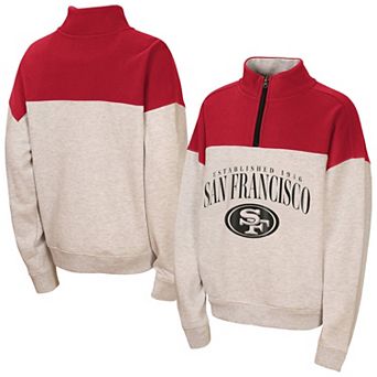 Girls Youth WEAR by Erin Andrews Heather Gray San Francisco 49ers Blitz Colorblock Half-Zip Sweatshirt