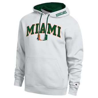 Men's Champion White Miami Hurricanes Arch Tackle Twill Hoodie