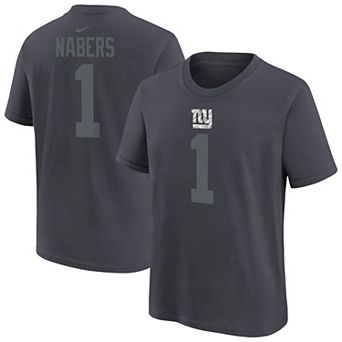 Youth Nike Malik Nabers Anthracite New York Giants Name & Number T-Shirt