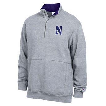 Men's Champion Heather Gray Northwestern Wildcats Fleece Quarter-Zip Pullover
