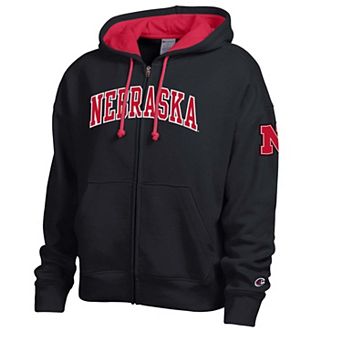 Women's Champion Black Nebraska Huskers Arch Full-Zip Fleece Hoodie