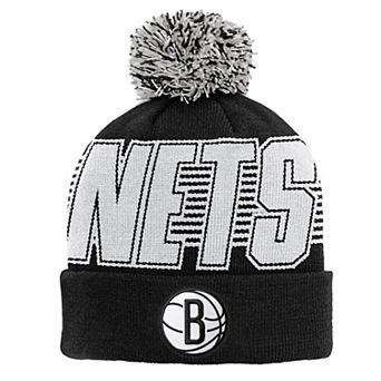 Youth Outerstuff Black Brooklyn Nets Cuffed Knit Hat with Pom