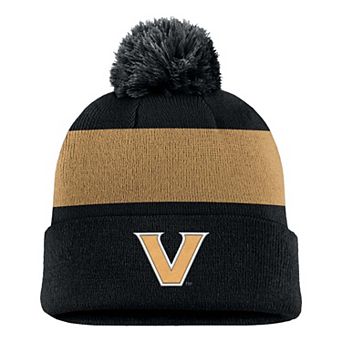 Men's Nike Black Vanderbilt Commodores Primetime Logo Stripe Knit Hat with Pom