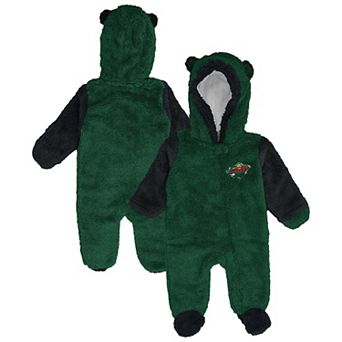 Newborn & Infant Outerstuff Green Minnesota Wild Stay Napping Fleece Bunting Full-Zip Sleeper